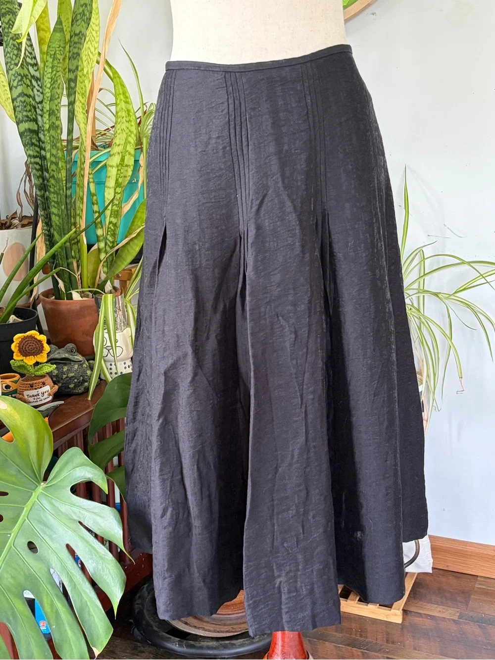 J.Jill Black Jacquard Floral Midi Skirt 16 Whimsigoth Dark Coquette Goth 90s